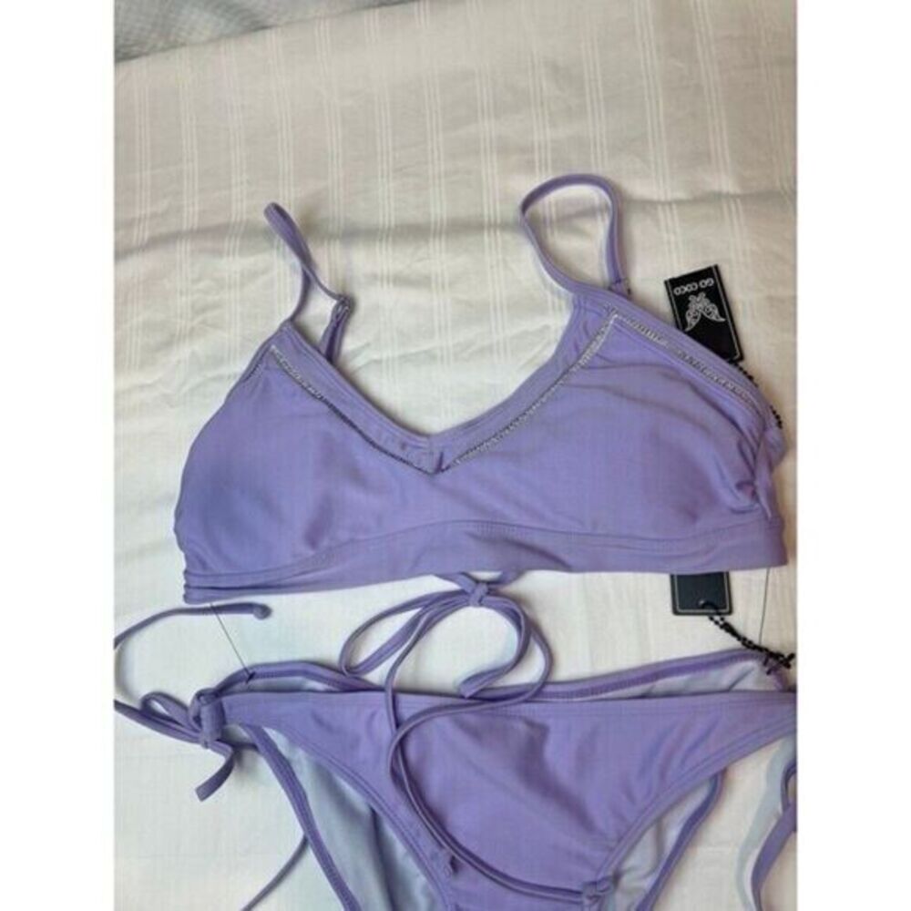 Go coco Lavender Cheeky Crochet Detailing 2 Piece Bikini Size M - Picture 6 of 7